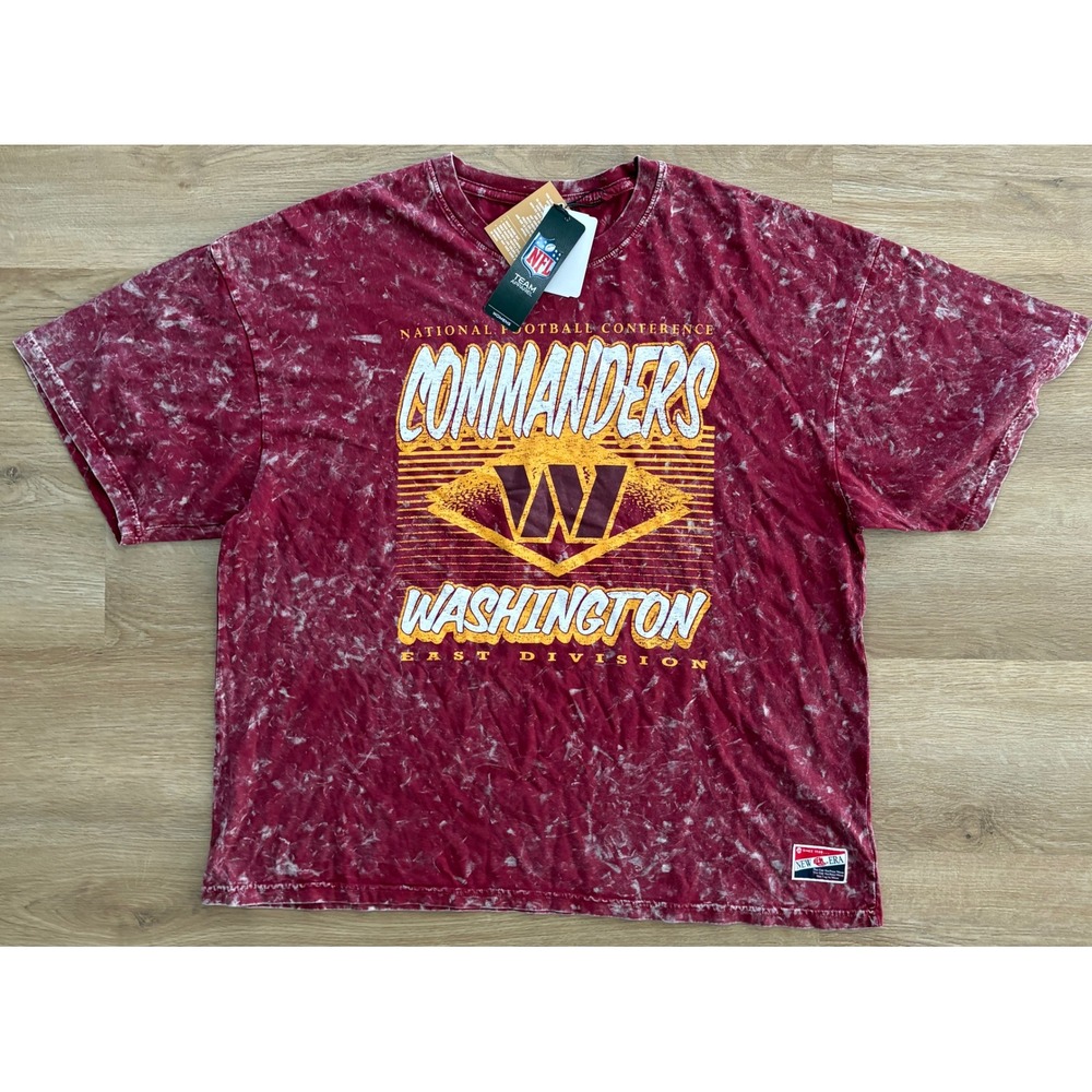 NWT Women's New Era Washington Commanders Acid Wash Tee - Large -  Burgundy